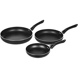 AmazonBasics Lot de 3 poêles antiadhésives 20 cm 25 cm 30 cm