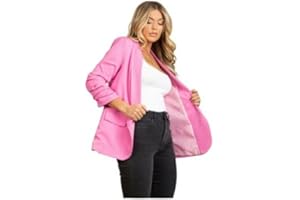Anniestudio10® Women's Plain Full Lined Open Front Collared Italian Blazer Top Ladies 3/4 Ruched Sleeve Stylish Work Office Outerwear Coat Jacket Plus Size S-XL