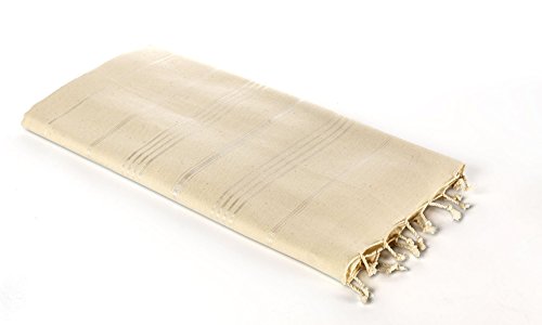 Hamamtuch Elegance ecrü naturfarben fein gestreift - 170x100cm – 100% BW ungebleicht & ungefärbt - Pestemal - Saunatuch - Handtuch Backpacker - Strandtuch - Sporttuch - Fouta - Original von Carenesse