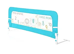 R for Rabbit Stretchable and Washable Durable Packaging Safeguard Rails Single Side Bed for Kids (Blue)