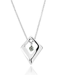 Misaki QCRPBARRACUDA - Collar de mujer de plata de ley con perla sintética
