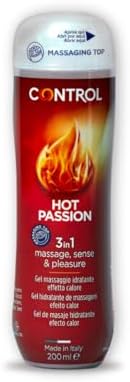 Control Hot Passion Gel Massaggio 3 in 1 A Base D'Acqua con Effetto Riscaldante - 100% Made in Italy - 200 Ml