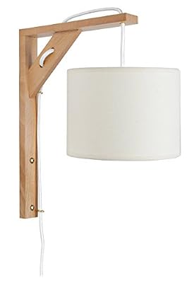 Tosel 31415 Équerre Applique Bois Hêtre/Coton/Tissu Bois/Blanc/Ecru 300 x 260 x 160 mm
