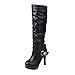 Produktbild OYSOHE Damen Strass Gürtelschnalle Ritter Stiefel High Heels Hohe StiefelSchwarz,38 EU
