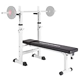 Adecuado para press de banca, press de banca inclinado, entrenamiento con mancuernas y barra larga y muchas otras variedades de entrenamiento; un auténtico banco de musculación multiusos para principiantes y expertos