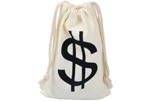 Granvoo Geldsack Klein 16.5x24.5cm, 2 Stück Geldsack, Geldsack mit Dollarzeichen, Canvas Geldsack Münzbeutel für Partys, Snacks, Süßigkeiten