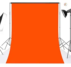 Priyam 8 x12 FT chromakey Muslin LEKERA Backdrop Photo Light Studio Photography Background with Carry Bag - Orange