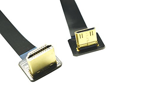 FPV HDMI Kabel Mini HDMI männliche Schnittstelle 90 Grad zum Standard HDMI Mann 90 Grad für bürstenlose Kardanische Handgriff Kardanische Drohne dsrl Kardanische Multicopter Luftbild Fotografie schwarz 60CM
