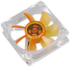Akasa 8cm Amber | Silent Fan | 20.0dB | 3-pin to 4-pin adapter | 1800 RPM | High Airflow & Static Pressure | AK-182-L2B | For PCs, Heatsink, CPU cooling and Ventilation