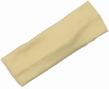 Girls 5.5cm Yellow Cream Stretch Bow Knot Headband Bandeau Hair Band Gym Ballet for Women Girls by Glitz4Girlz