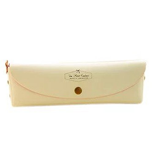 Teenxful PU Leather Cosmetic Makeup Brush Holder Bag Pen Pencil Case Coin Purse, White
