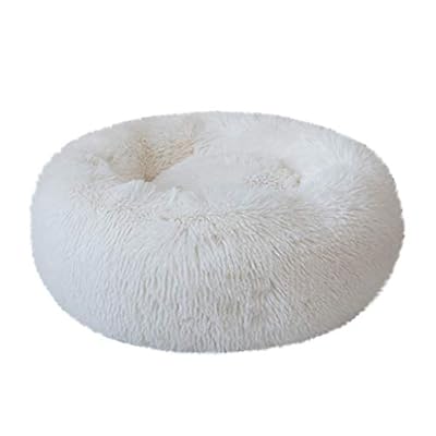 sunnymi® Nid de Compagnie Lit de Couchage de Litière de Chat PV de Sommeil Profond de Litière Confortable de Chien de Chenil de Peluche Convient Animaux Domestiques aux Chiens et aux Chats (L, Blanc)