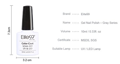 Elite99 UV Nagellack Nail Gel Polish Farbgel Nagelgel Grau Gelish(6x Stück) - 2