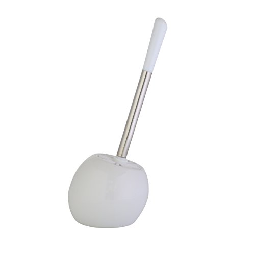 axentia WC - Bürste aus Keramik, umweltfreundliches Material, weiss, Toilettenbürste mit Edelstahlgriff, edles Design, Reinigungsbürste fürs WC, Gäste WC, Badezimmer, wechselbarer Bürstenkopf, Ø 14 cm, Höhe ca. 36 cm, stabil und langlebig