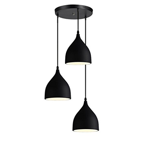 Preisvergleich Produktbild WW Kronleuchter Einfache Restaurant Lampe Kronleuchter Esszimmer Licht Kreative Persönlichkeit Dreibettzimmer Disc Küche Lichtleiste Spot Licht 3 Kopf Schwarz