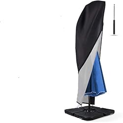 Housse de Protection Pour Parasol avec Une Tige Télescopique, Protection Couverture Parapluie en 420D Oxford Imperméable/Anti-Poussière/UV/Tempête de neige avec Fermeture à Glissière Sac de Rangement