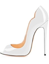 ELASHE - Zapatos de tacón - 12 CM Clásicas Tacones Altos - Boda Wedding Peep Toe Pumps