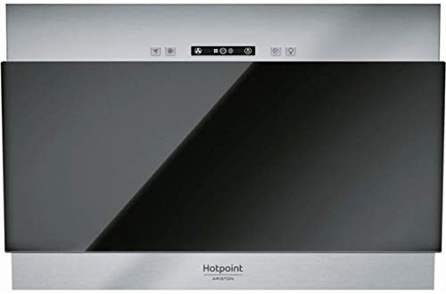 Hotpoint HHVP 6.4F AL K Monté au mur Noir, Acier inoxydable 400m³/h E hotte - Hottes (400 m³/h, F, F, g, 48 dB, 60 dB)