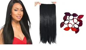 Verbier 5 Clips Straight Hair Volumizer Extension For Women And Girls Black