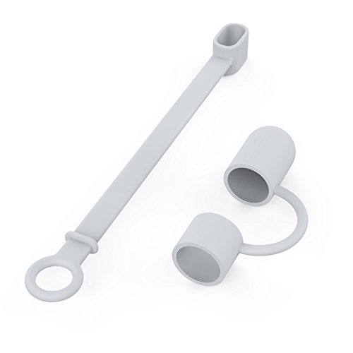 MoKo Stift Kappehalter für Apple Pencil – 2x Premium soft Silikon Schutzkappe/ Schreibfeder-Abdeckung/ Halterung für iPad Pro 9.7 12.9 Zoll Pen und iPhone iPad Lightning Kable Adapter, Grau - 2