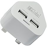 AMG 2.1A Dual USB Mains Charger for All of Mobile Phones & Tablets Devices -Dual / 2 Port Cable Hub for Power Charging Devices & Accessories On UK 3 Pin Plug Mains Adapter for Samsung A3,A4,A5/S5,S6, S7 Edeg/ Galaxy / Tab / HTC / Nexus / Xperia / Hudl Apple iPhone 3/ 4 / 4s / 5 / 5c / 5s /5E/ 6 / 6 Plus /6s / 6s Plus - iPad 1 / 2 / 3 / 4 / Air /Pro/Mini 2.3.4- Mobile Phone / iPod / MP3 & 4 Player (White)
