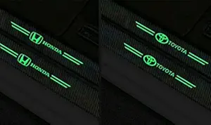 Car Door Radium Night Logo Glow Sill Plate Door Guard Pad Stickers for Honda (Set of 4Pcs.)