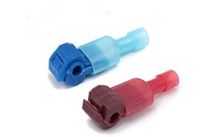 ESMARTLIFE 100PCS T Tap Electrical Connectors – Quick Wire Insulated Wire Connector and Male Spade Connector Set （50Red 50Blue）