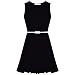 Girls Plain Skater Dress Kids Party Dress a new look Fashion Dress (Black White Belt, 11-12 Yrs)