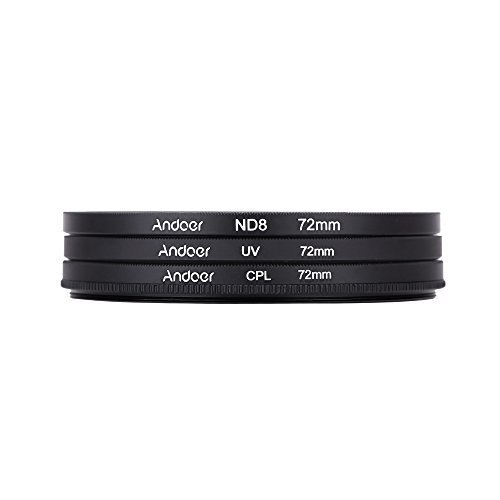 Andoer  72mm filtre    UV   CPL   ND8 circulaire filtre Kit circulaire polarisant filtre ND8 densit   neutre avec sac pour Canon Nikon Pentax Sony DSLR Camera