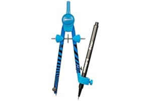 ‎KORES Kores GRAFIKO NEON, Zirkel Metall hochpräzise, schnelle Anpassung, inkl. 1 Stift-Adapter + Mine, im Kunststoff-Etui, farblich sortiert