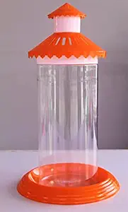 Aquarium Fish Cylinder | for Home | Office | Long Lasting | UN BREAKABLE | Plastic | | Easy to Handle| Crystal Clear | 3 LTR | (Large, Orange)