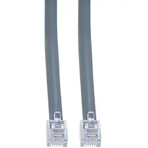 Telephone Cord (Data), RJ12, 6P / 6C, Silver Satin, Straight, 7 Foot