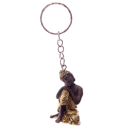 Portachiavi con Buddha Tailandese in Oro e Marrone in resina - 2