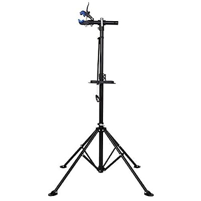 dibea BR00446 Support de Montage pour vélo avec Tablette à Outils réglable en Hauteur 105 à 190 cm Charge Max. 30 kg Rotatif à 360°