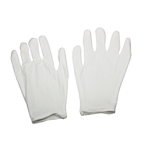 LJY 12 Paare 9 Zoll verdickte weiße Baumwollhandschuhe-Arbeits-Handschuhe, Münzen-Schmucksache-Silber-Kontrolle, große Größe - 2