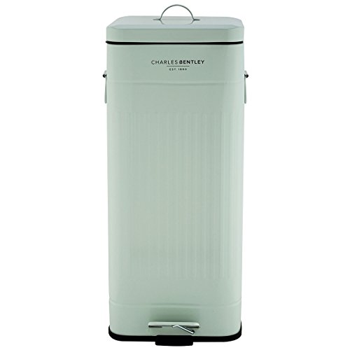 Bentley Home - Eckiger Retro-Mülleimer/Treteimer - Stahl - Blassgrün - 30 L