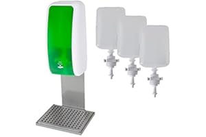 ‎BLANC HYGIENIC Blanc HYGIENIC Desinfektionsspender Cosmos – Spender mit Sensor für Wandmontage, Auffangschale und 3 x 1 Liter Desinfektionsmittel für ca. 3000 Anwendungen, Grün und Weiß