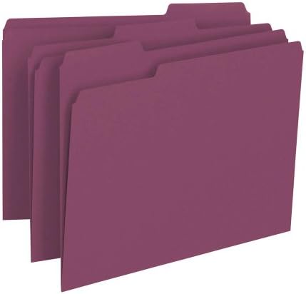 Smead Colored File Folder, 1/3-Cut Tab, Letter Size, Maroon, 100 per Box (13093)