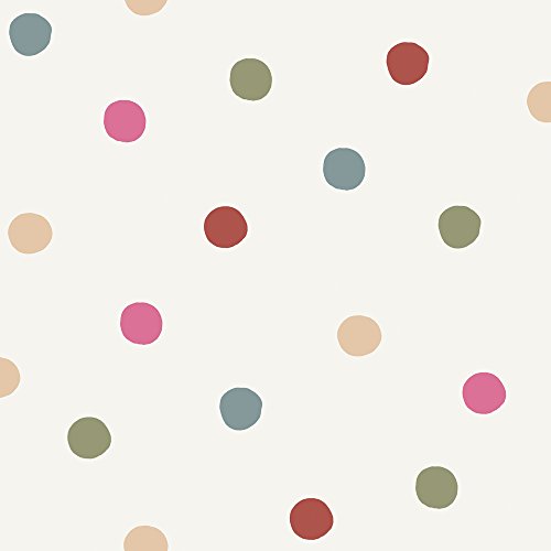 Lilleby 2661 Vliestapete Polka Dots Punkte Pastell-Bunt Weiß