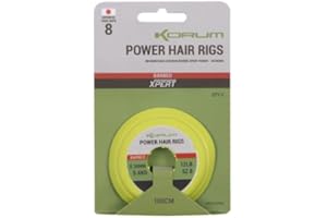 Korum Power Hair Rigs Size 8 12lb Barbed 100cm | Feeder Fishing Hook Lengths | Expertly Tied | Smokeshield Mono | XPERT POWER Hooks | Supplied on Large Water Resistant Spool | Code K0310283