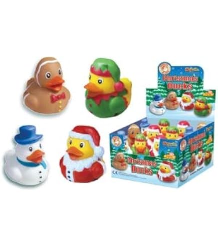 50Pcs Christmas Mini Ducks Miniature, 10Colors Tiny Resin Ducks Figurines Wtih Christmas Hat, Figures Ornament For Micro Landscape Dollhouse Miniature Statue Landscape Craft Cake Topper (Multicolor A