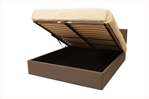 EuropeDirectShopping Celestine Ottoman | Cama con almacenaje | 140x200 | Gris | 700 Liter Espacio de Almacenamiento | Desmontable cabecera