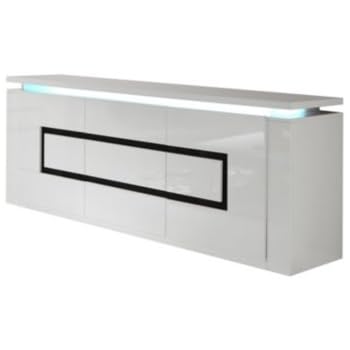 Buffet 2 Portes 3 Tiroirs Riva Blanc Noir Amazon Fr Cuisine Maison