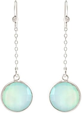 Gemshine - Ladies - Earrings - Sterling Silver - Chalcedony - Sea Green - YOGA - 4,5 cm