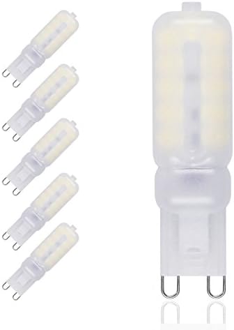 GVOREE G9 Led Bulbs 5W Cool White Chandelier Led Light Bulbs 40W Halogan Equivalent Non-dimmable Daylight Bulb 6000K AC 220-240V 5 Pack