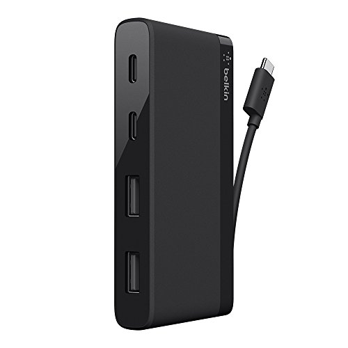 Belkin 4-Port Mini Travel USB-Hub (geeignet für USB-C Host Geräte, 2x USB-A, 2x USB-C Port, 5 Gbit/s) schwarz