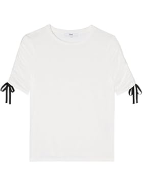 FIND Damen T-Shirt mit Schleifendetails