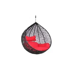 VIRASAT FURNITURE & FURNISHING Patio Single Seater Pear Shape Hanging Swing Chair for Balcony, Garden, Outdoor with Connector (Black)