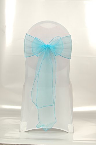 25x Organza Stuhlschleifen in türkis (O08) Läufer Taft Schleife Schleifen Stuhlhussen Hochzeit