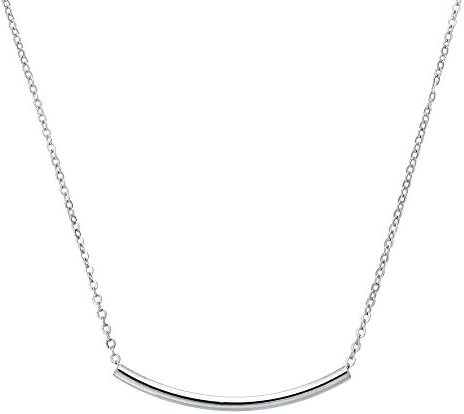 Horizontal Tube Pendant Necklaces White Gold Plated Delicate Bar Charm Fashion Jewelry For Women